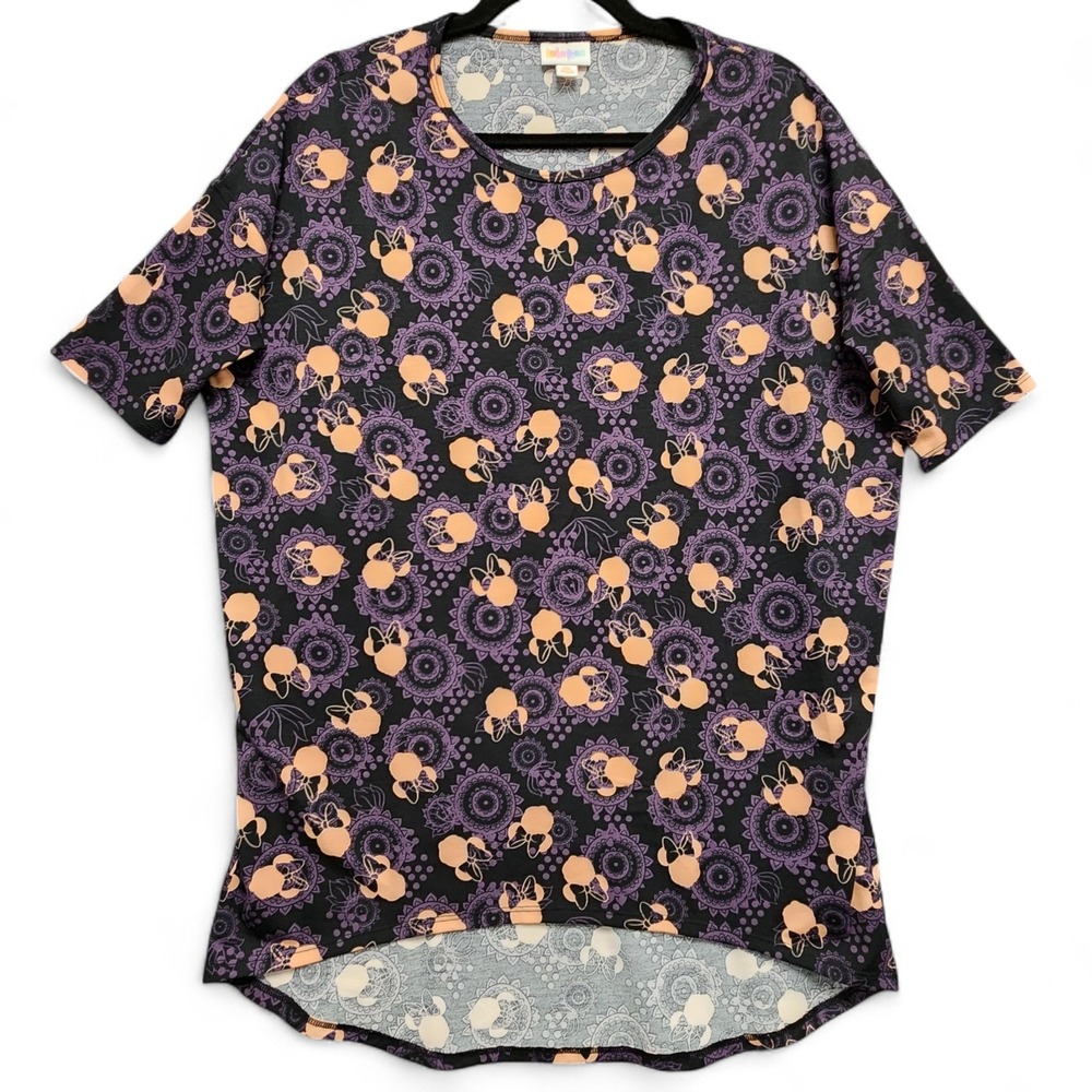 Disney x Lularoe Irma Top Womens XS Purple Minnie Mouse Stretch Shirt NEW w/ Tag